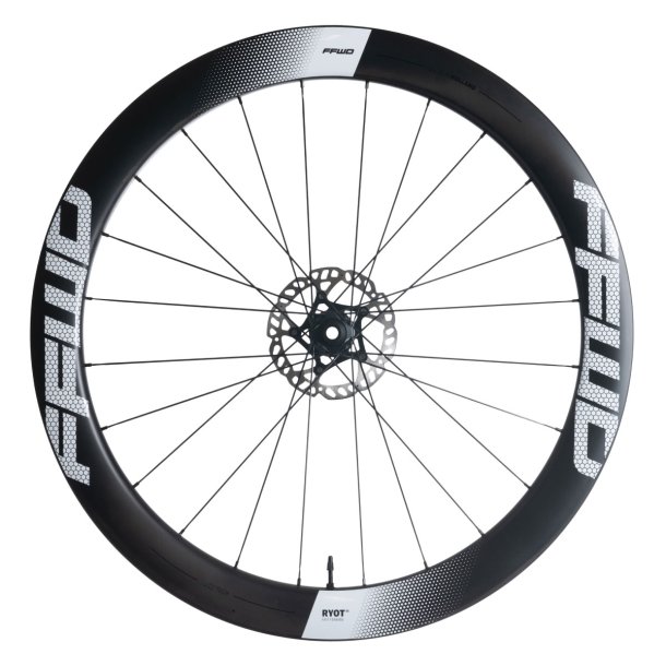 FFWD RYOT 55 - Full Carbon Clincher - Disc CenterLock  - DT240 Nav Forhjul - Logo Hvid