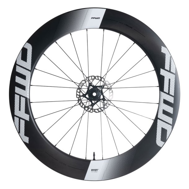 FFWD RYOT 77 - Full Carbon Clincher - Disc CenterLock  - FFWD Nav Forhjul - Logo Hvid